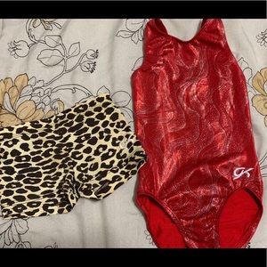 CM GK leotard AND GK leopard print shorts EUC!